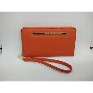 Steve Madden Wallet Wristlet Orange Color Gold Zipper